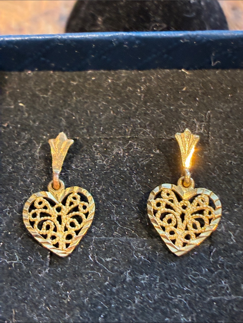 10K Gold Heart Drop Earrings - Elegant